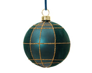 kerstballen polystyreen matt velvet check emerald d.8cm