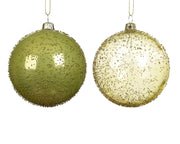 kerstballen polystyreen transparent,pearl beads 2ass warm pistache d.8cm