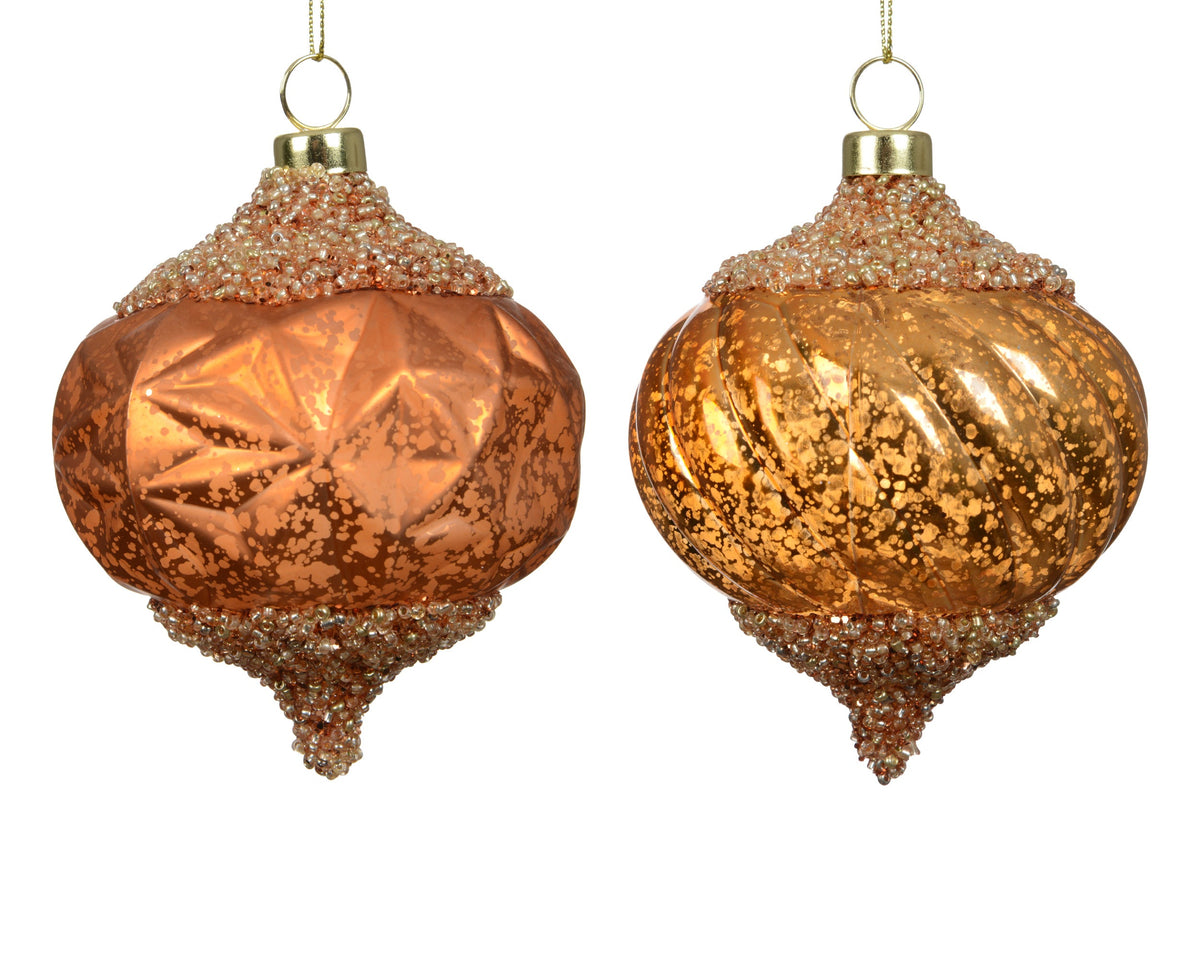 kerstballen polystyreen antique finish beads 2ass brandy d.9cm x h.10.5cm