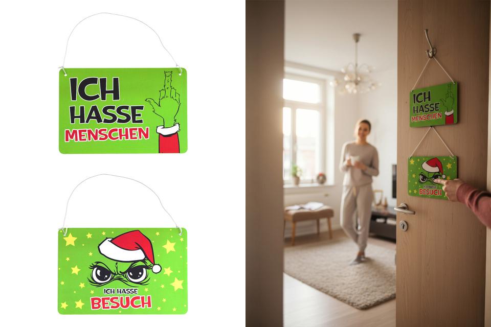 weihnachtsdeko schilder "festtags-muffel", 21x14cm, 2 designs