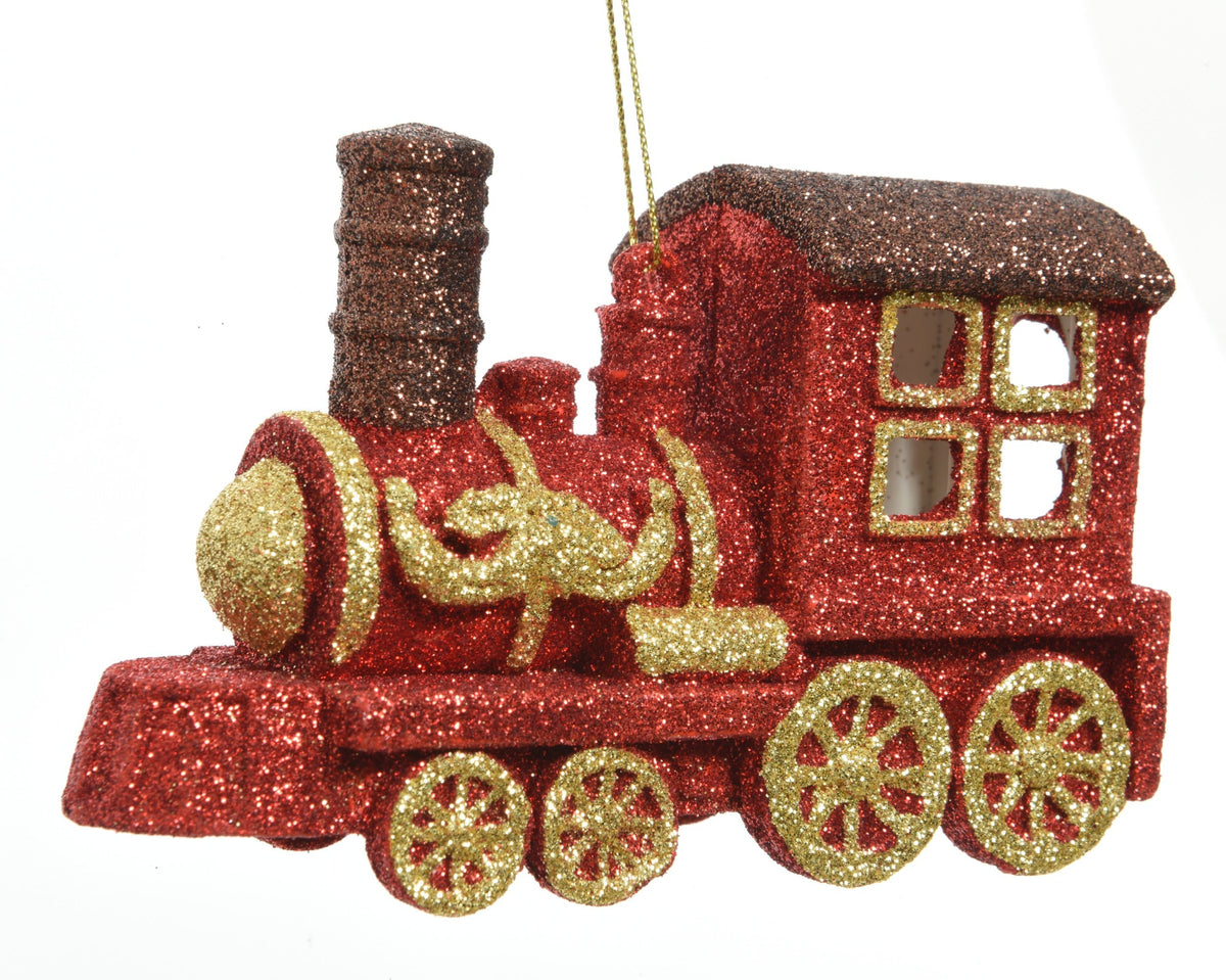 trein plastic glitter rood/kleur(en) l.4.5cm x w.12.5cm x h.7.5cm