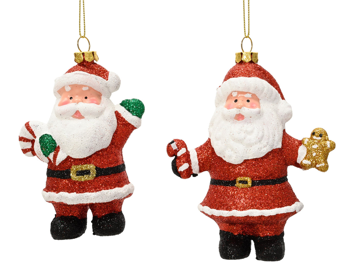 kerstman polystyreen glitter 2ass rood/kleur(en) l.10cm x w.5.5cm x h.11.8cm