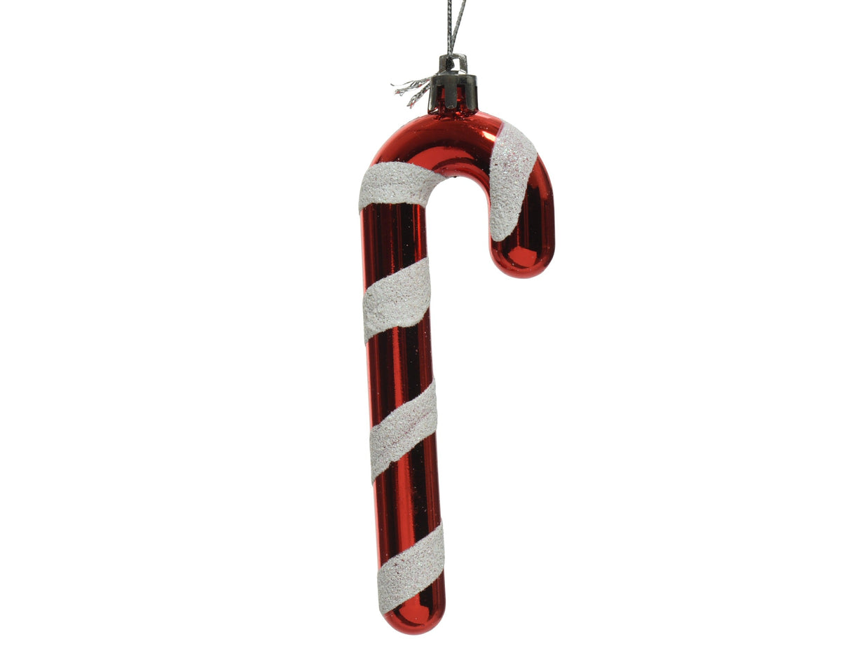 zuurstok plastic white glitter rood/wit l.1.5cm x w.4cm x h.12cm