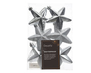 ster polystyreen shiny, matt, glitter mix zilver l.2cm x w.7.5cm x h.7.5cm koker a 6 stuks