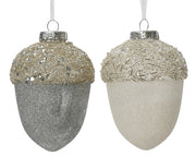 dennenappel plastic w gliiter, beads, spangles 2col ass assortie l.10cm x w.10cm x h.12.5cm