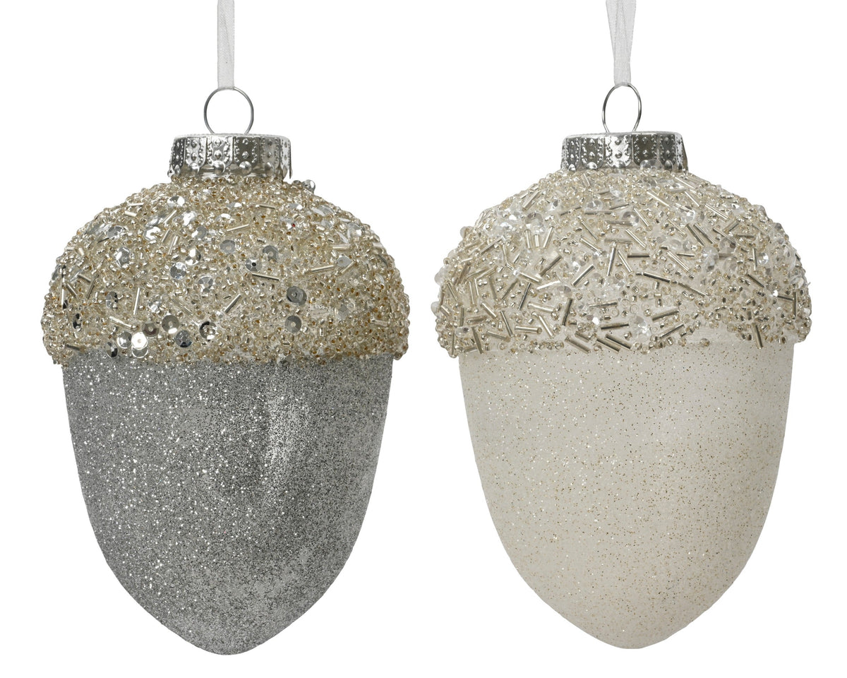 dennenappel plastic w gliiter, beads, spangles 2col ass assortie l.10cm x w.10cm x h.12.5cm