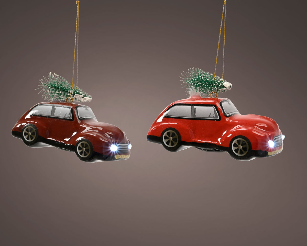 led kerstbal polyfoam car flashing effect binnen 2col ass assortie l.11.5cm x w.5.5cm x h.5.5cm