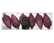 dennenappel polystyreen glitter donker roze d.4.5cm x h.8cm koker a 6 stuks