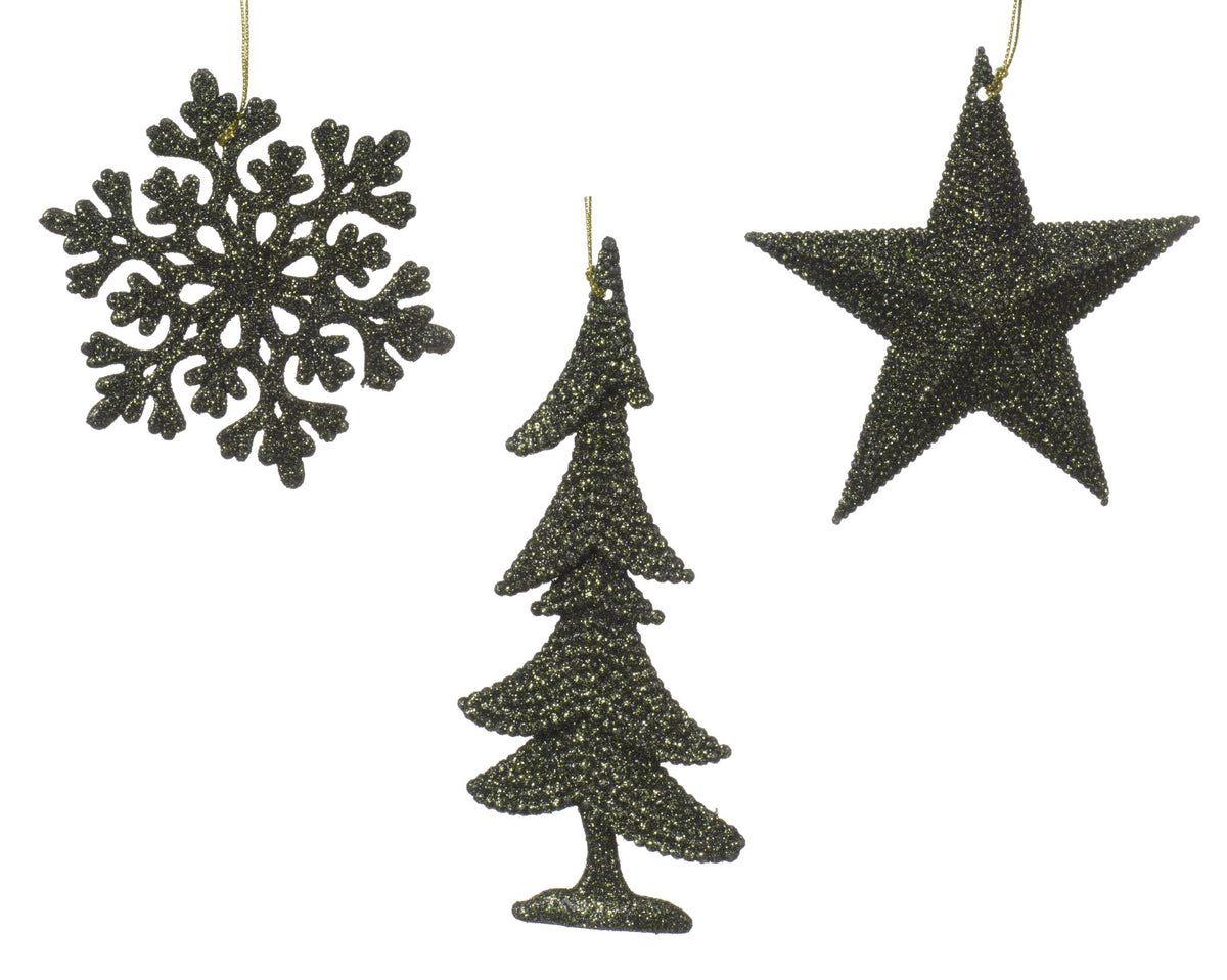 hanger plastic glitter 3ass dennengroen l.0.8cm x w.10.5cm x h.10.5cm