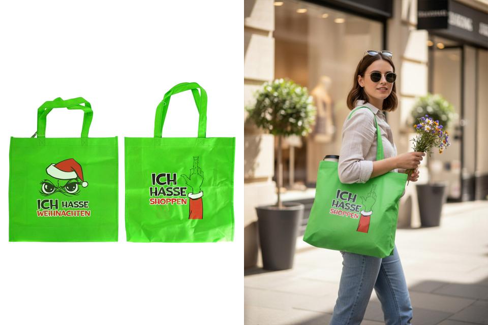tasche "festtagsmuffel", 39x11,5x38cm, 2 designs