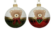 kerstbal glas shiny classic bear 2col ass assortie d.8cm