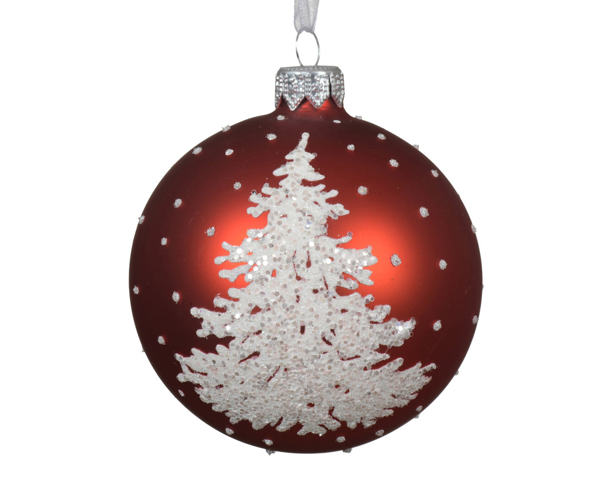 kerstbal glas matt tree kerstrood d.8cm
