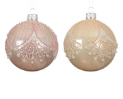 kerstbal glas enamel bows 2col ass assortie d.8cm