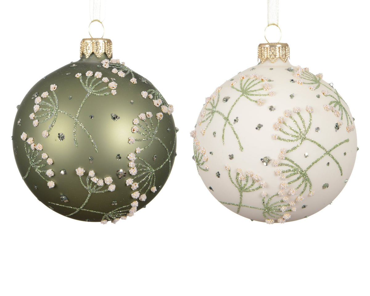 kerstbal glas matt hogweed all over 2col ass assortie d.8cm