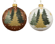 kerstbal glas matt xmas trees 2col ass assortie d.8cm