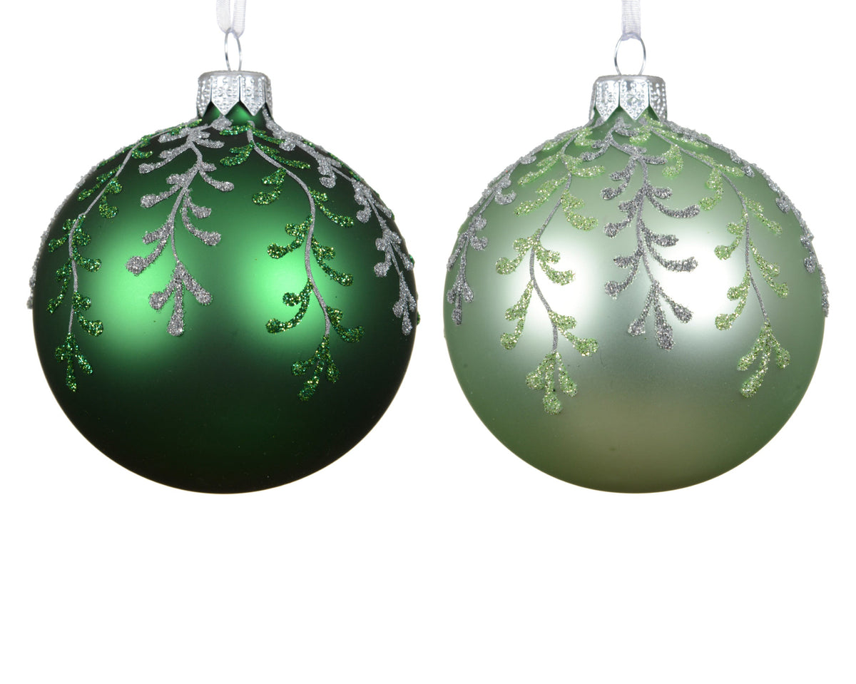 kerstbal glas matt vertical branch 2col ass assortie d.8cm