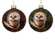 kerstbal glas shiny owl 2col ass assortie d.8cm