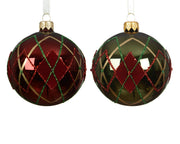 kerstbal glas shiny check 2col ass assortie d.8cm