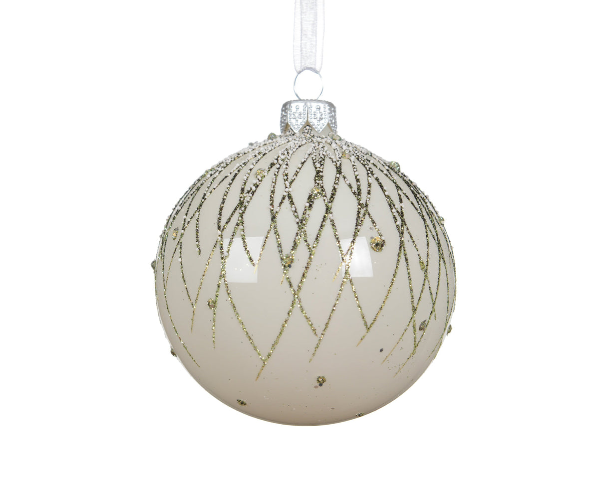 kerstbal glas enamel transparent top vertical lines wolwit d.8cm
