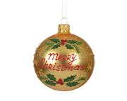 kerstbal glas matt merry christmas licht goud d.8cm