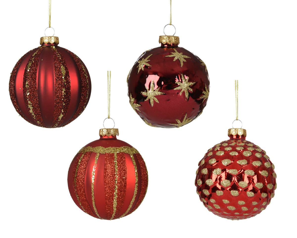 kerstballen glas shiny - matt 4ass assortie d.8cm