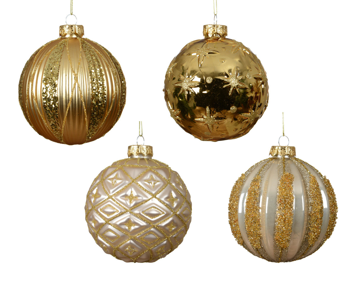 kerstballen glas shiny/enamel - matt 4ass assortie d.10cm