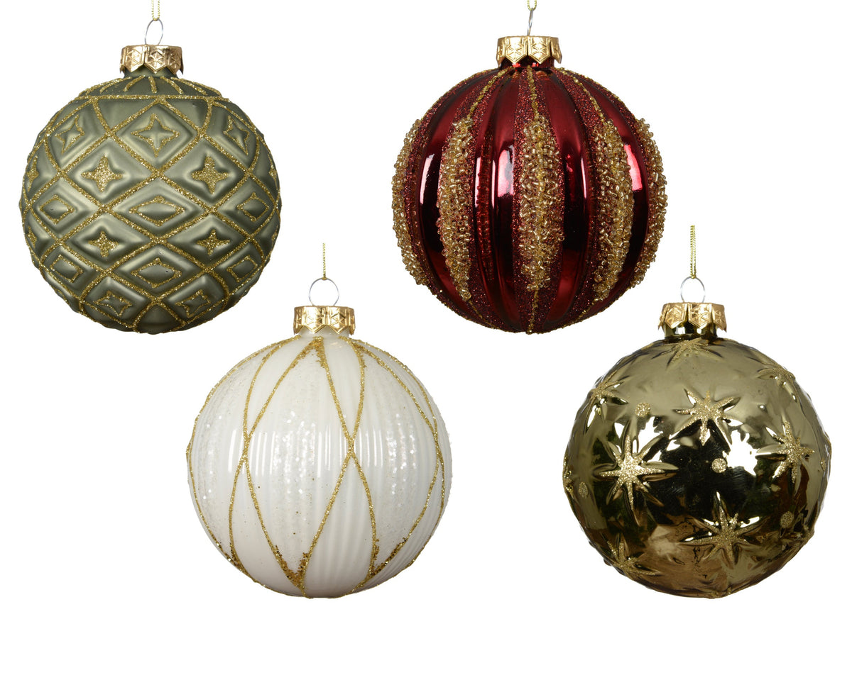 kerstballen glas shiny - matt 4ass assortie d.10cm
