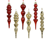 ornament glas antique finish 6ass assortie d.4cm x h.18cm