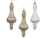 ornament glas silver inside w enamel w matching glitter 3col ass assortie d.6cm x h.17cm