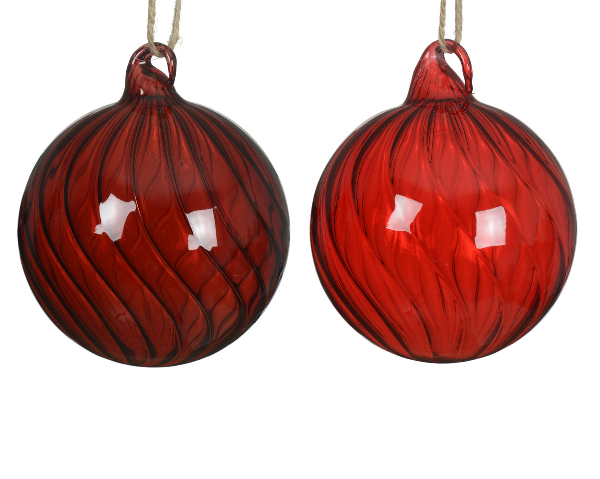 kerstbal glas clear w swirl 2col ass assortie d.10cm