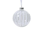 kerstbal glas clear w beads, pearls helder d.8cm