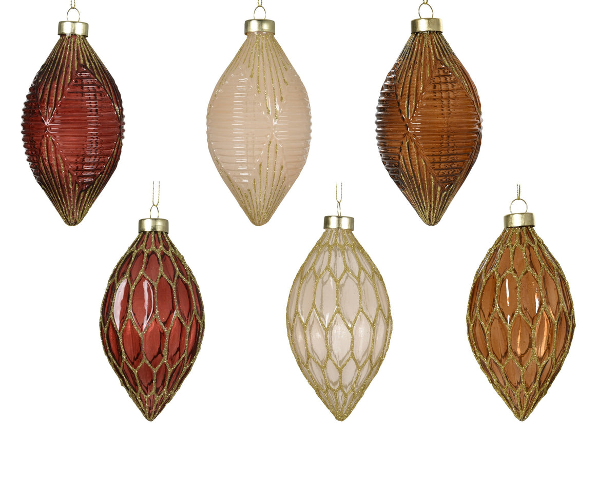olijf glas transparent w gold lines 6ass assortie d.6.5cm x h.13.5cm