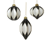 kerstbal glas white paint inside 3ass zwart/wit d.8cm