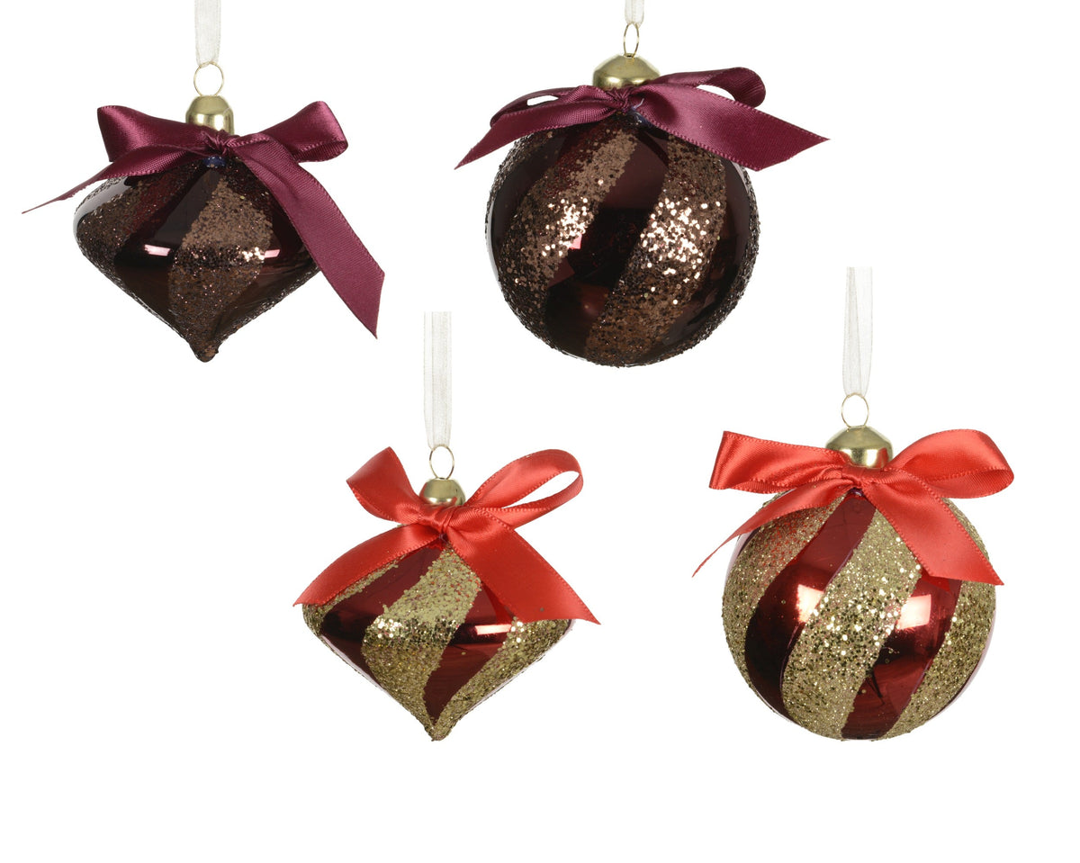 kerstbal glas silver inside w gold decoration 4ass assortie d.8cm