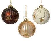 kerstballen glas matt w firework 3col ass assortie d.8cm