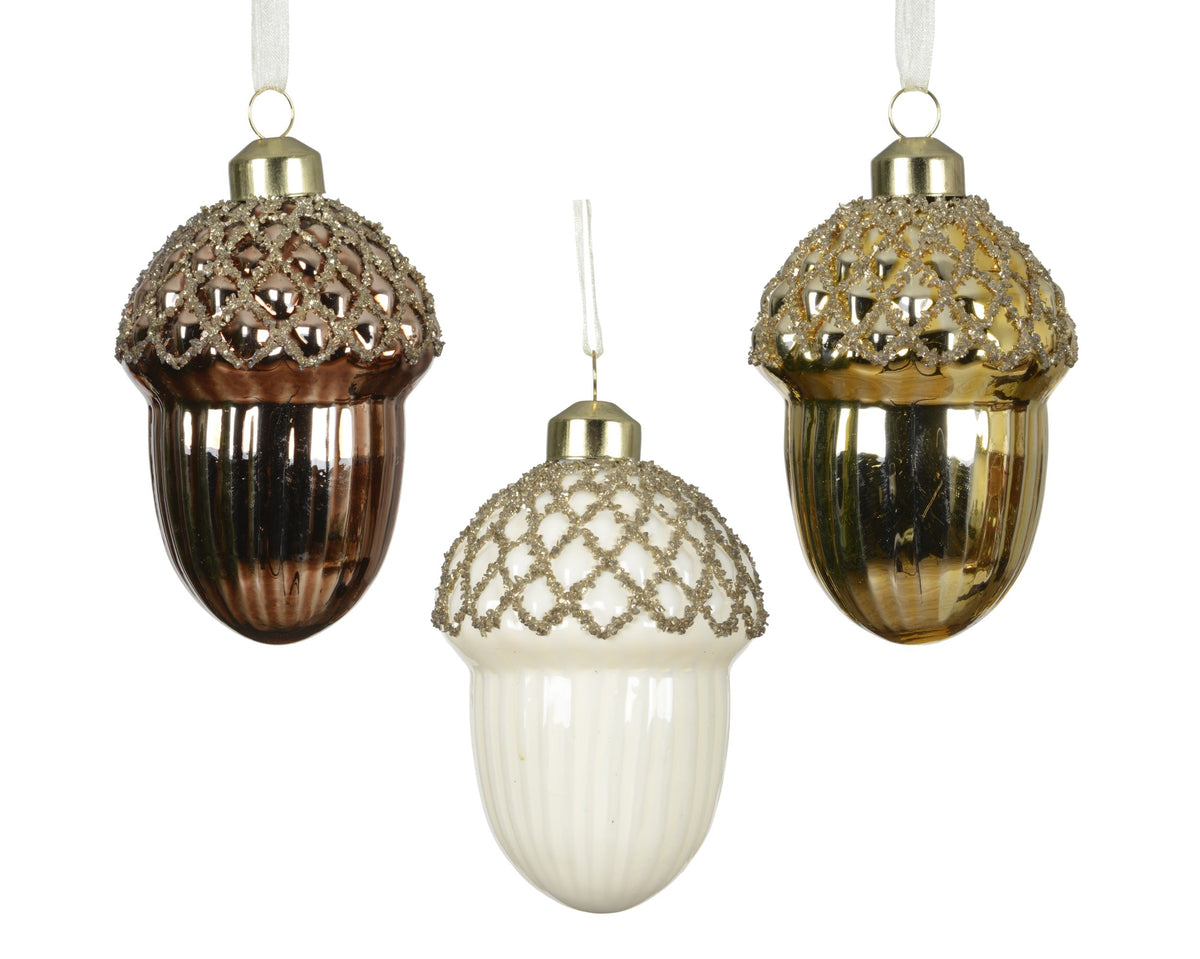 eikel glas shiny w gold glitter on top 3col ass assortie l.6.5cm x w.6.5cm x h.9cm