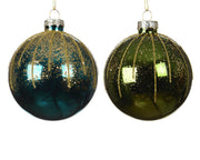 kerstballen glas shiny with glitter and sequins 2col ass assortie d.8cm