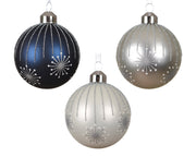 kerstballen glas matt with fireworks 3col ass assortie d.8cm