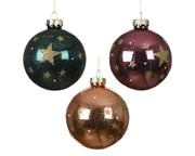 kerstballen glas shiny with star 3col ass assortie d.8cm