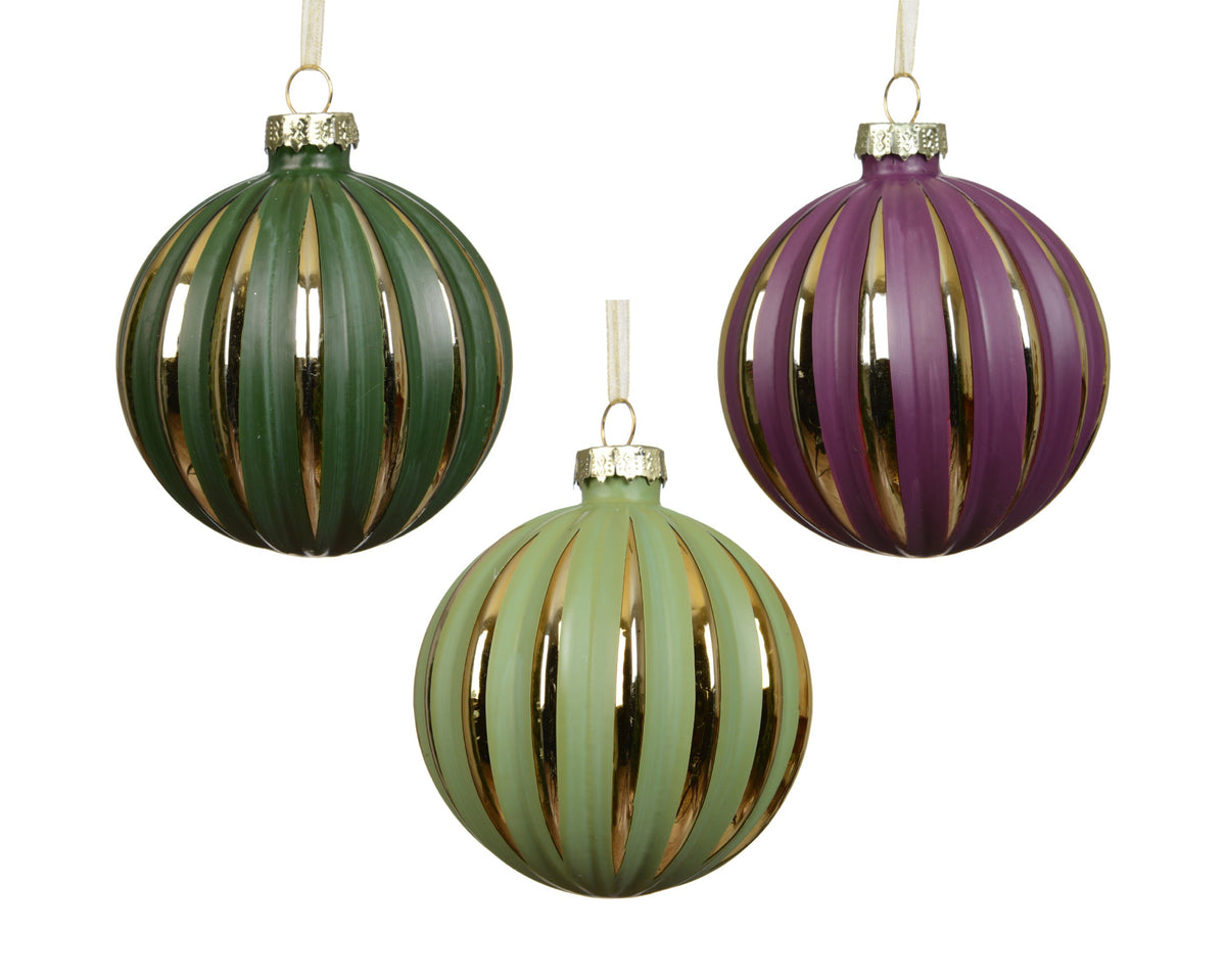 kerstballen glas with stripes 3col ass assortie d.8cm