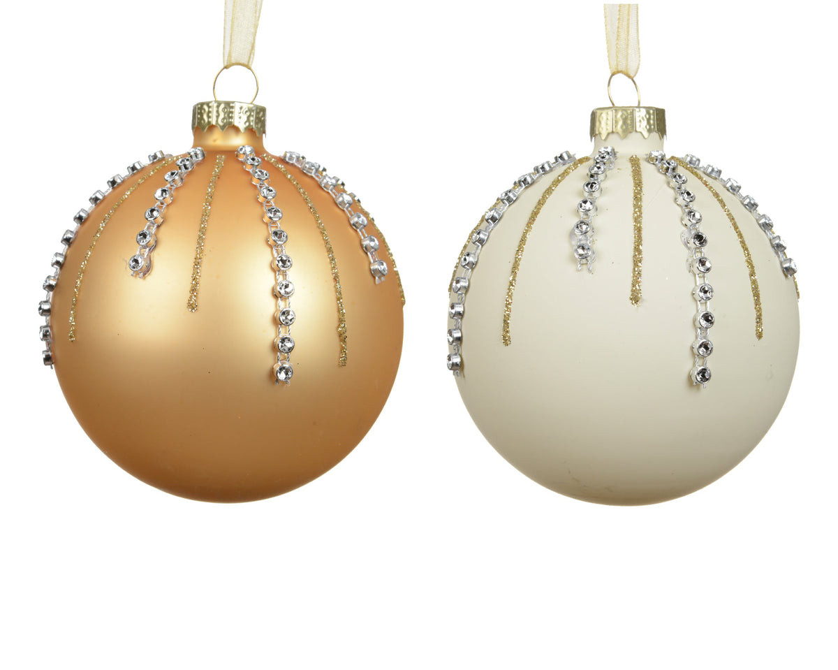 kerstballen glas matt with diamond lines 2col ass assortie d.8cm