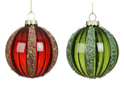 kerstballen glas transparent with glitter stripes 2col ass assortie d.8cm