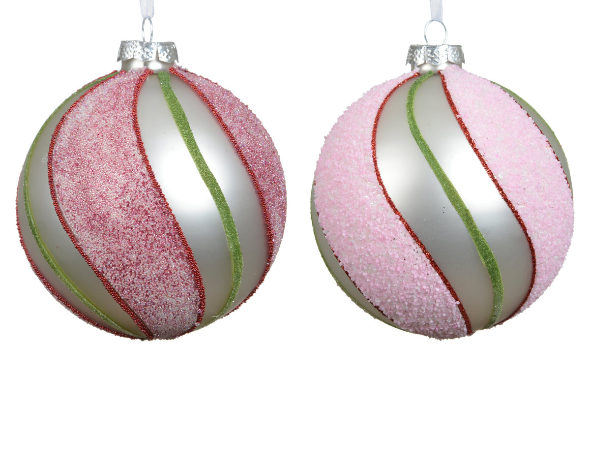 kerstballen glas with swirls 2col ass assortie d.10cm