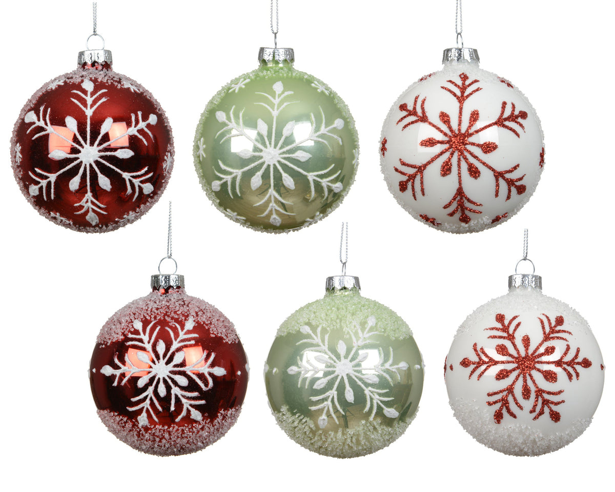 kerstballen glas with fireworks 3col ass assortie d.8cm
