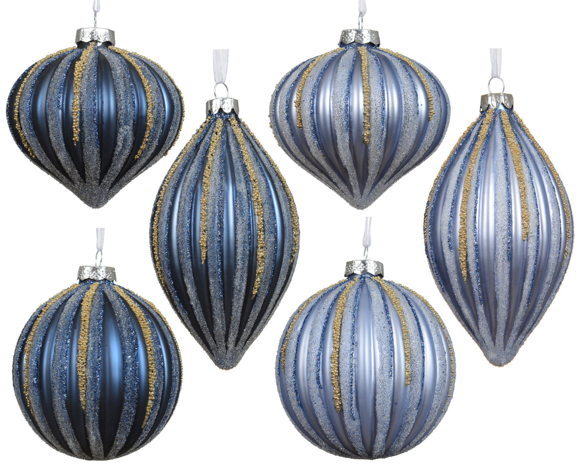 kerstballen glas with beads 6ass assortie d.10cm