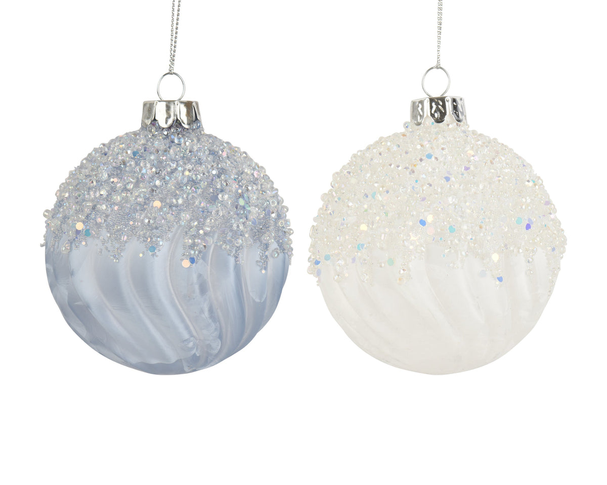 kerstballen glas frost finish 2col ass assortie d.8cm