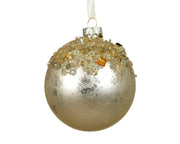 kerstballen glas with gold diamonds on top goud d.8cm