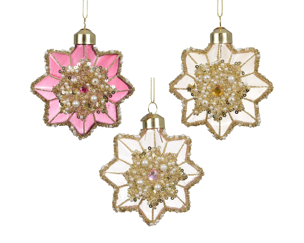bloem glas transparent with beads, sequins 3col ass assortie l.8cm x w.2.5cm x h.8cm