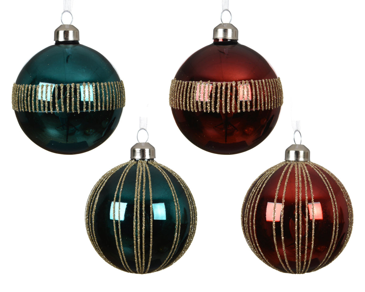 kerstballen glas shiny 2col ass assortie d.8cm
