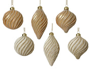 kerstballen glas matt with swirls 6ass assortie d.8cm